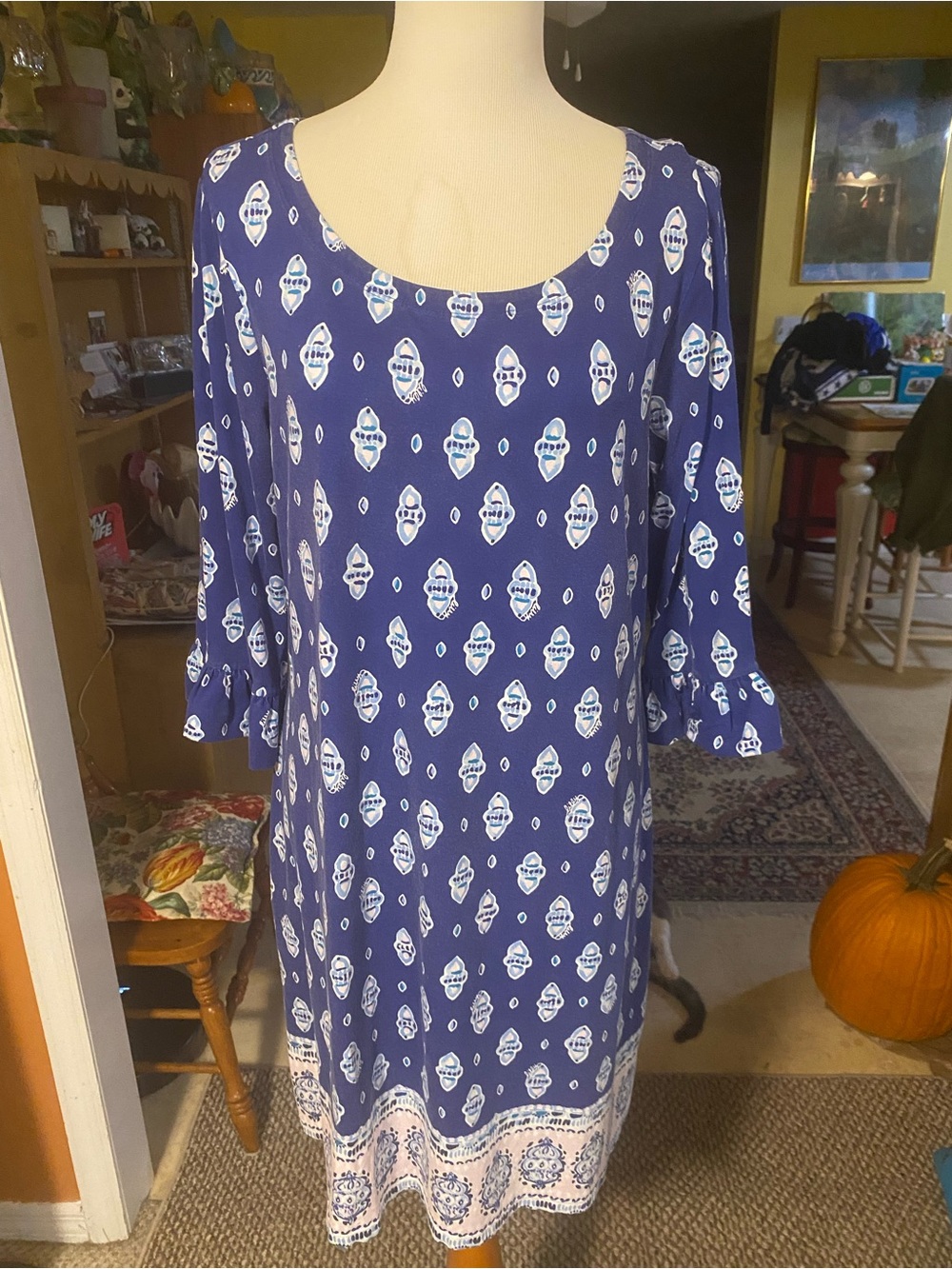 Lilly Pulitzer Navy Blue Printed Scoop Neck Dress